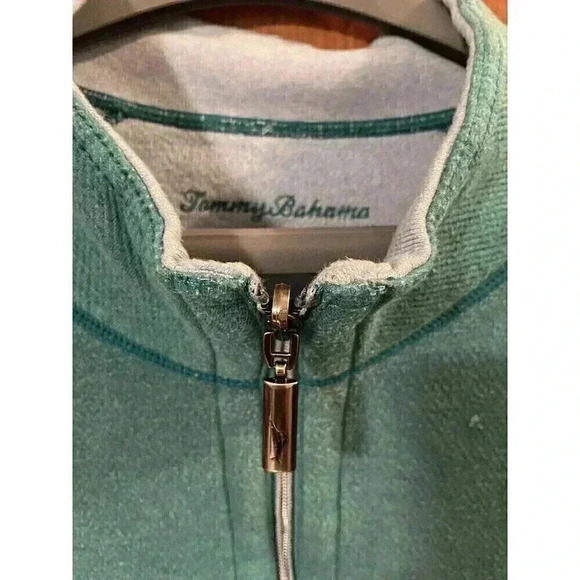 Tommy Bahama Jeans Reversible ½ Zip Pullover Sweater Mens Small teal Cotton - Picture 4 of 7